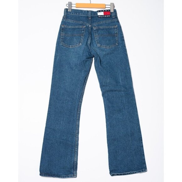 Vtg 90s Tommy Hilfiger Womens 25x30 Mid Rise Flare Jeans Big Flag Made in Canada - Picture 4 of 11